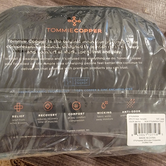 TOMMIE COPPER Compression Over Calf Socks Jade Green 4 Pc Nanoglide Large NWT - Picture 9 of 15